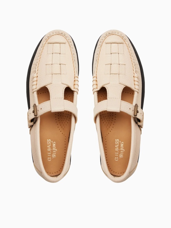 G.H. Bass & Co. Shoes - G.H. Bass & Co. Cream Leather Buckle Loafers